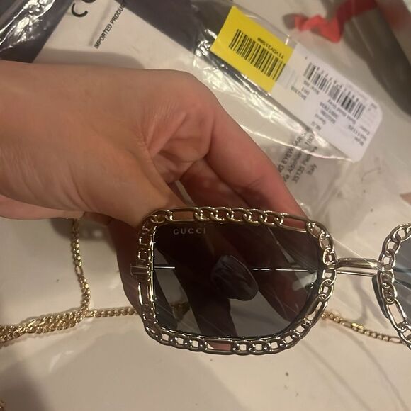 NWT GUCCI 54MM Rectangle Sunglasses Chain-Embellished Sunglasses - Picture 10 of 16